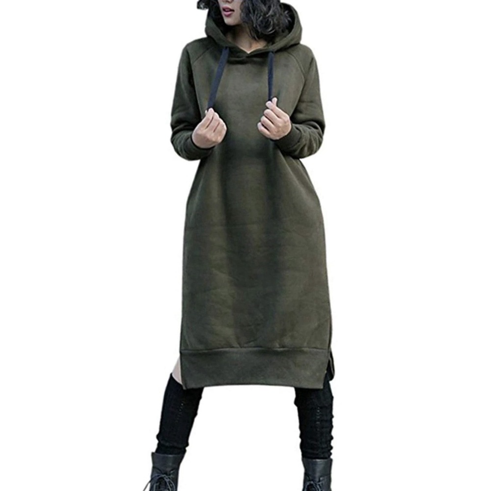 Nutexrol Womens L Dress sweatshirt  Long Fleece Dark Green Hoodie‎